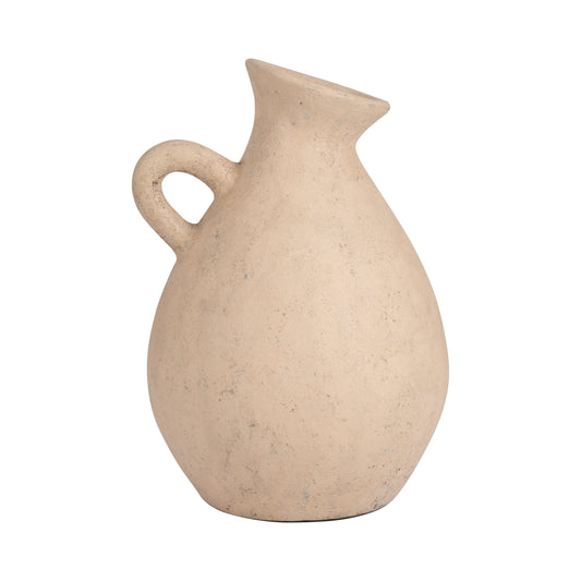Terracotta, 19" Organic Jug With Handle, Ivory
