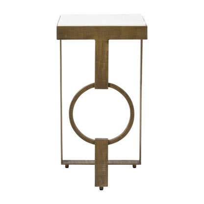 Metal, 13x25 Marble Top Side Table