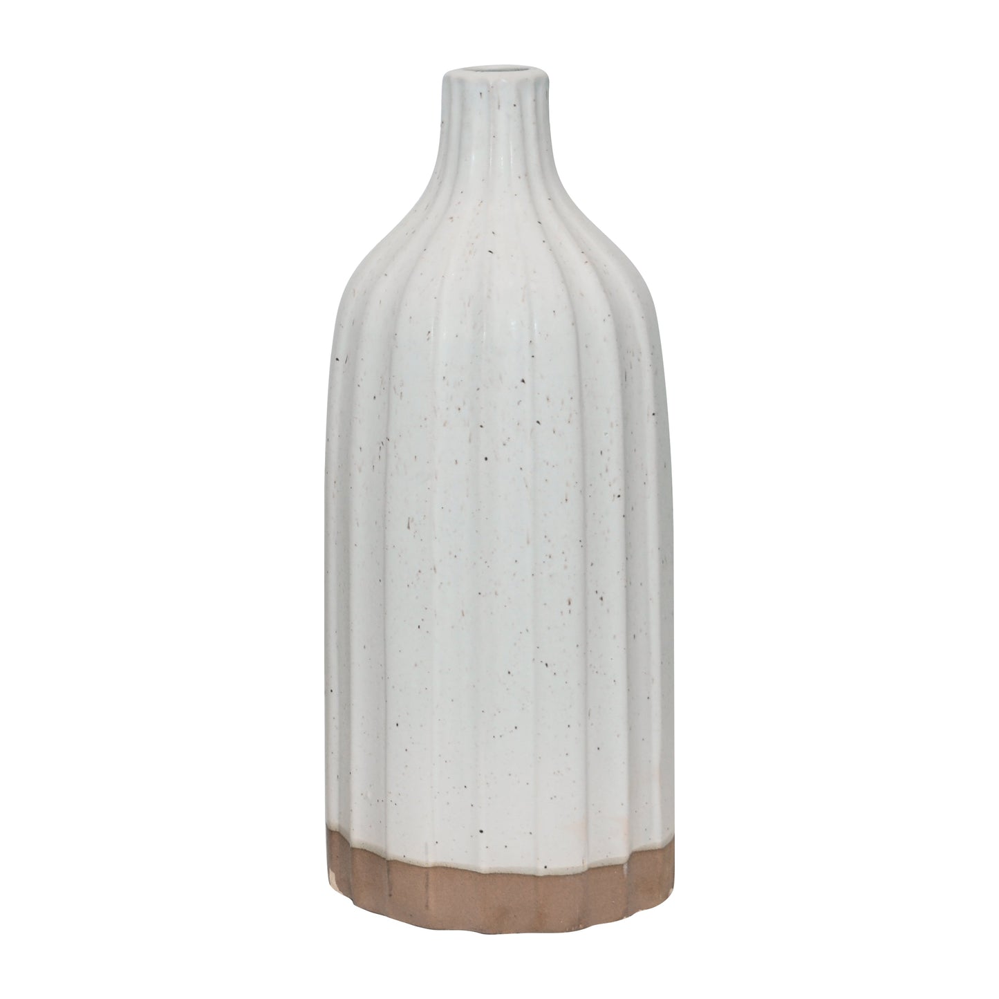Clay, 16" Flat Ribbed Bottle Vase Exposed Bottom,