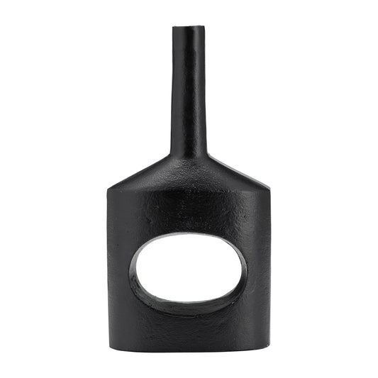Metal,12"h, Small Modern Open Cut Out Vase,black
