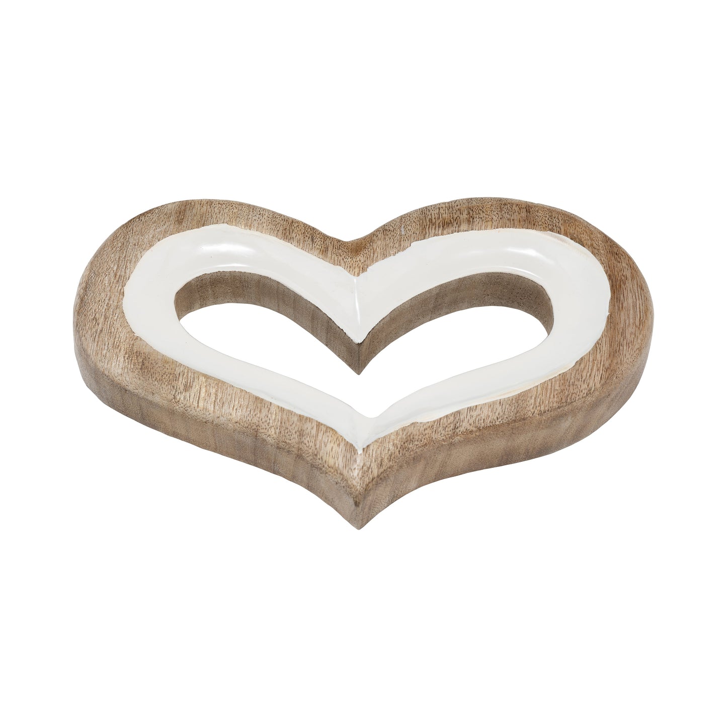 Wood, 10" Heart Deco, White