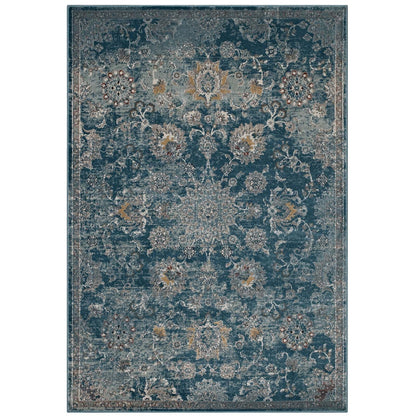 Cynara Distressed Floral Vintage Medallion 8x10 Area Rug