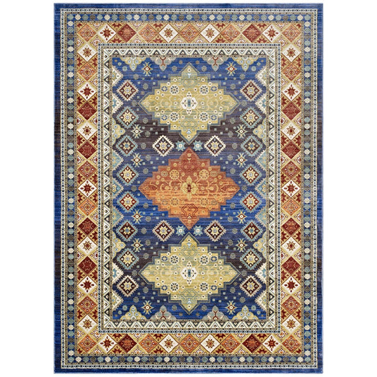 Atzi  Distressed Southwestern Diamond Floral 4x6 Area Rug