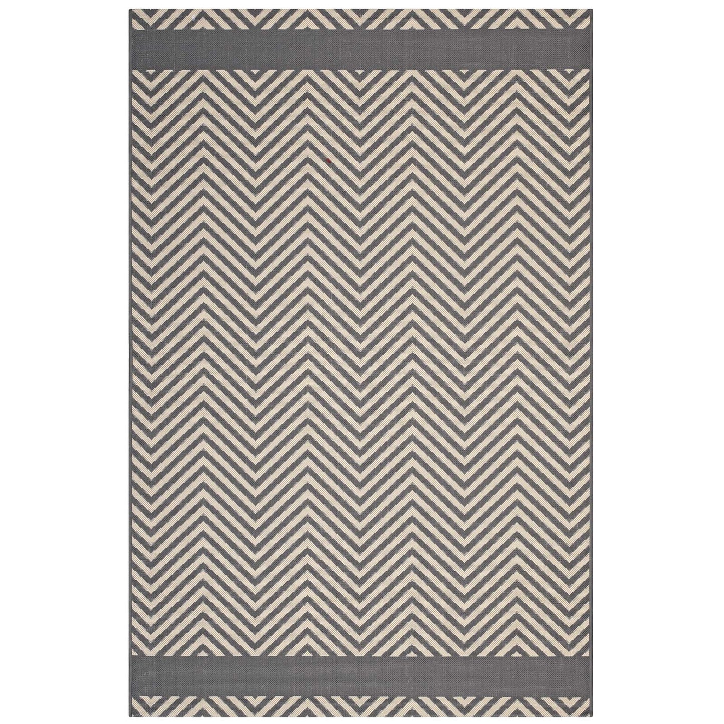 Optica Chevron With End Borders 5x8 Indoor and Outdoor Area Rug