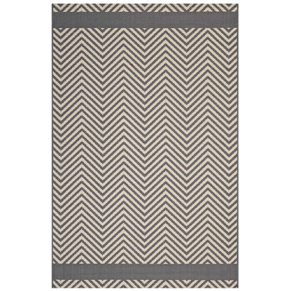 Optica Chevron With End Borders 5x8 Indoor and Outdoor Area Rug