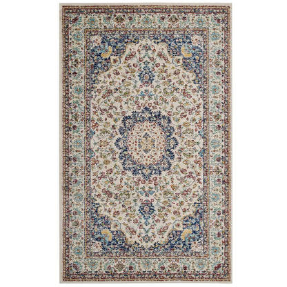 Meryam Distressed Vintage Medallion 5x8 Area Rug