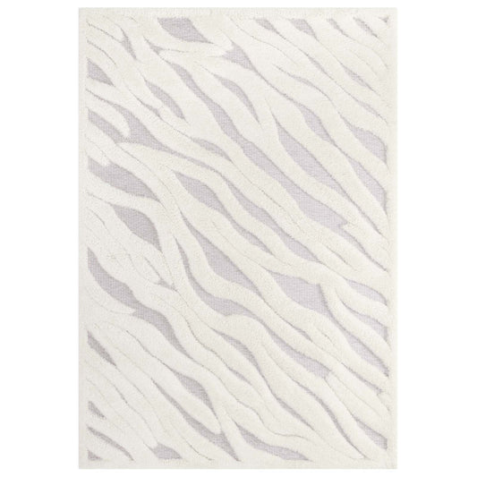 Whimsical Current Abstract Wavy Striped 5x8 Shag Area Rug