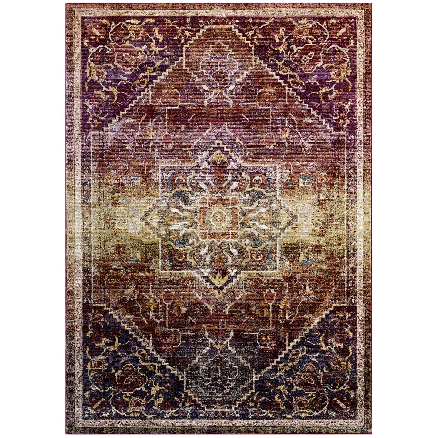 Success Kaede Transitional Distressed Vintage Floral Vintage Medallion 4x6 Area Rug