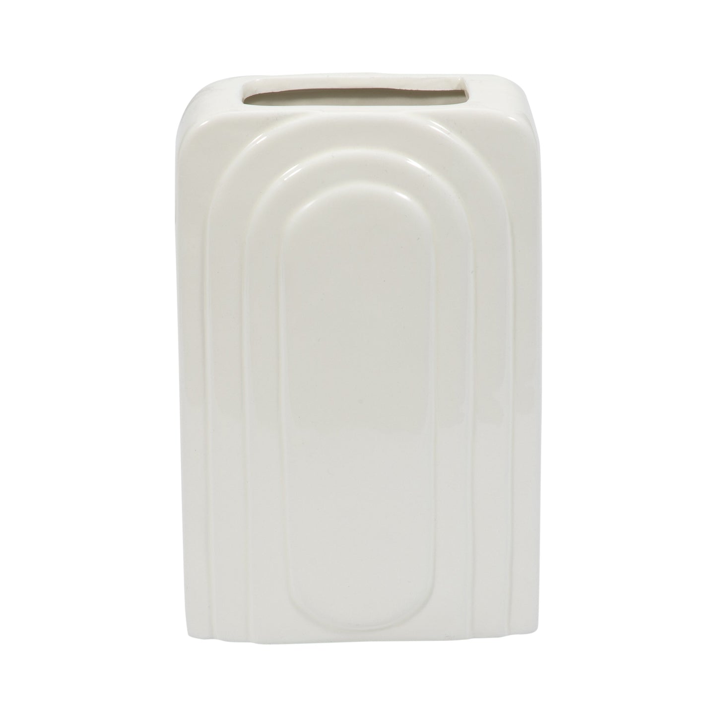 Dol, 7" Rectangular Vase, White