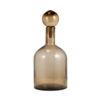 Glass, 17" Bottle W/ Stopper Taupe