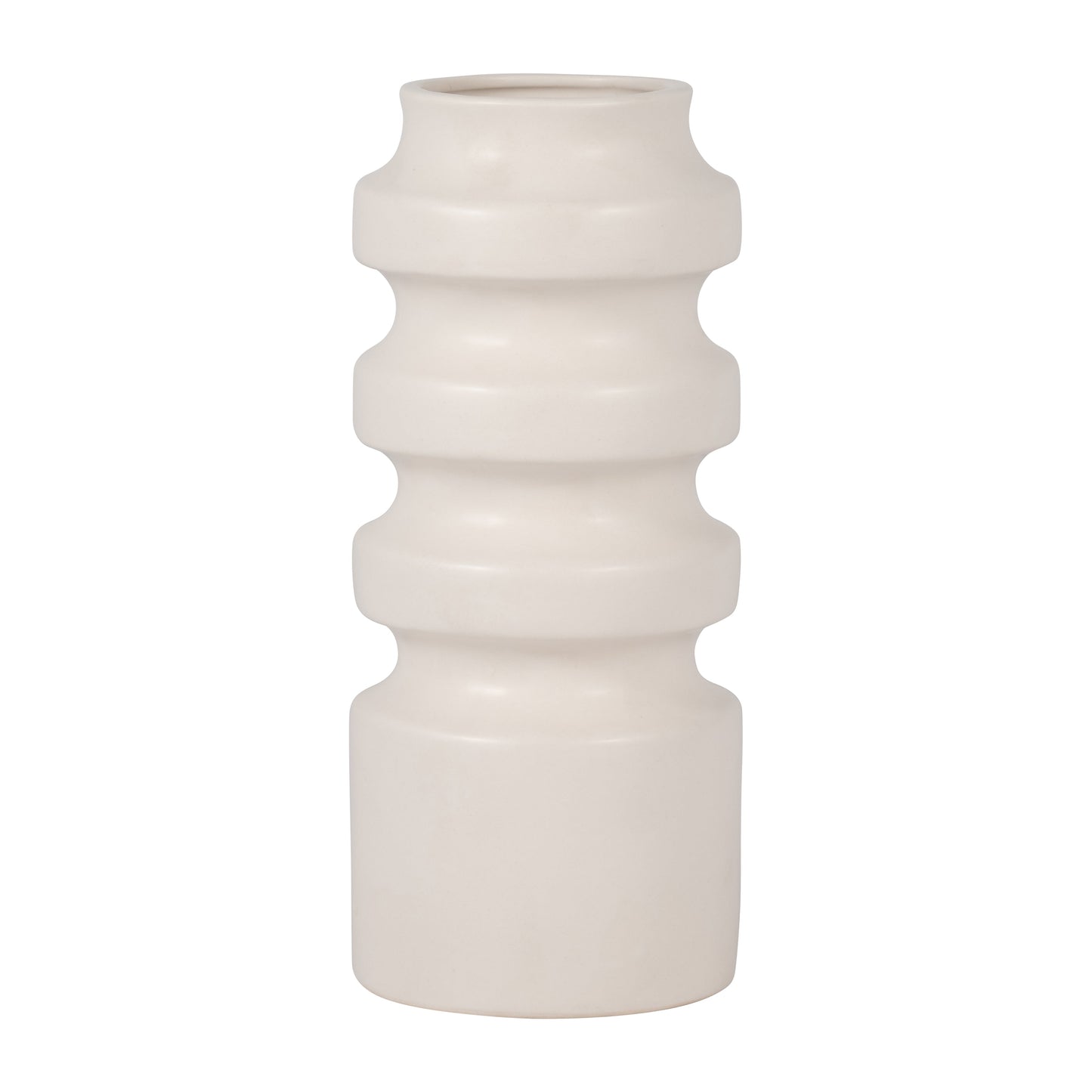 Cer, 11" Tiered Vase, White