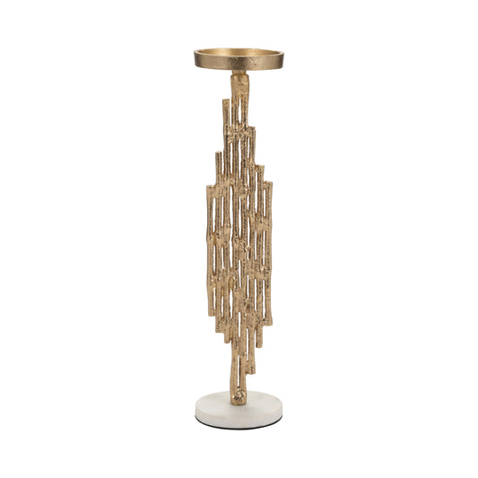 Metal, 17" Contemporary Candle Holder, Gold