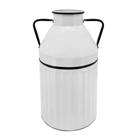 Metal 24"h Milk Bucket, White