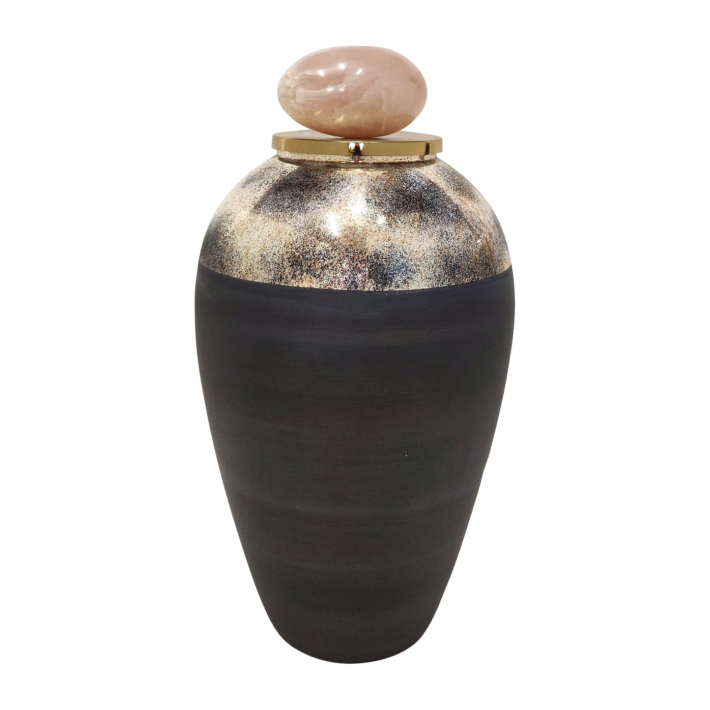 Glass, 19" Vase W/ Resin Topper, Gray