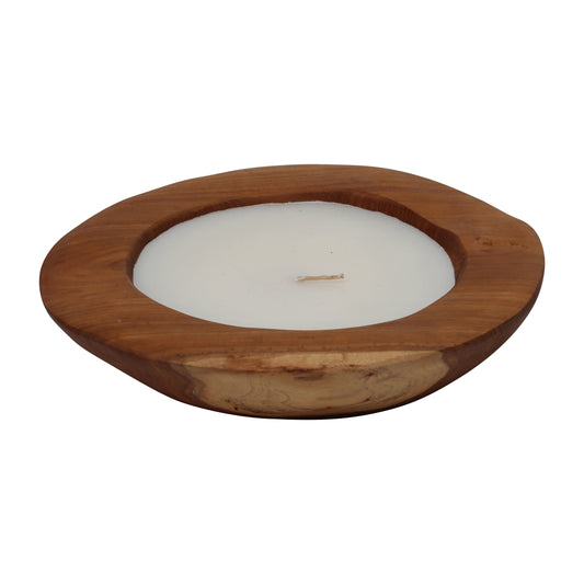 Wood, 12"l Boat Candle, Brown