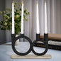 Metal, 13" 4-taper Candleholder On Marble Base, Bl