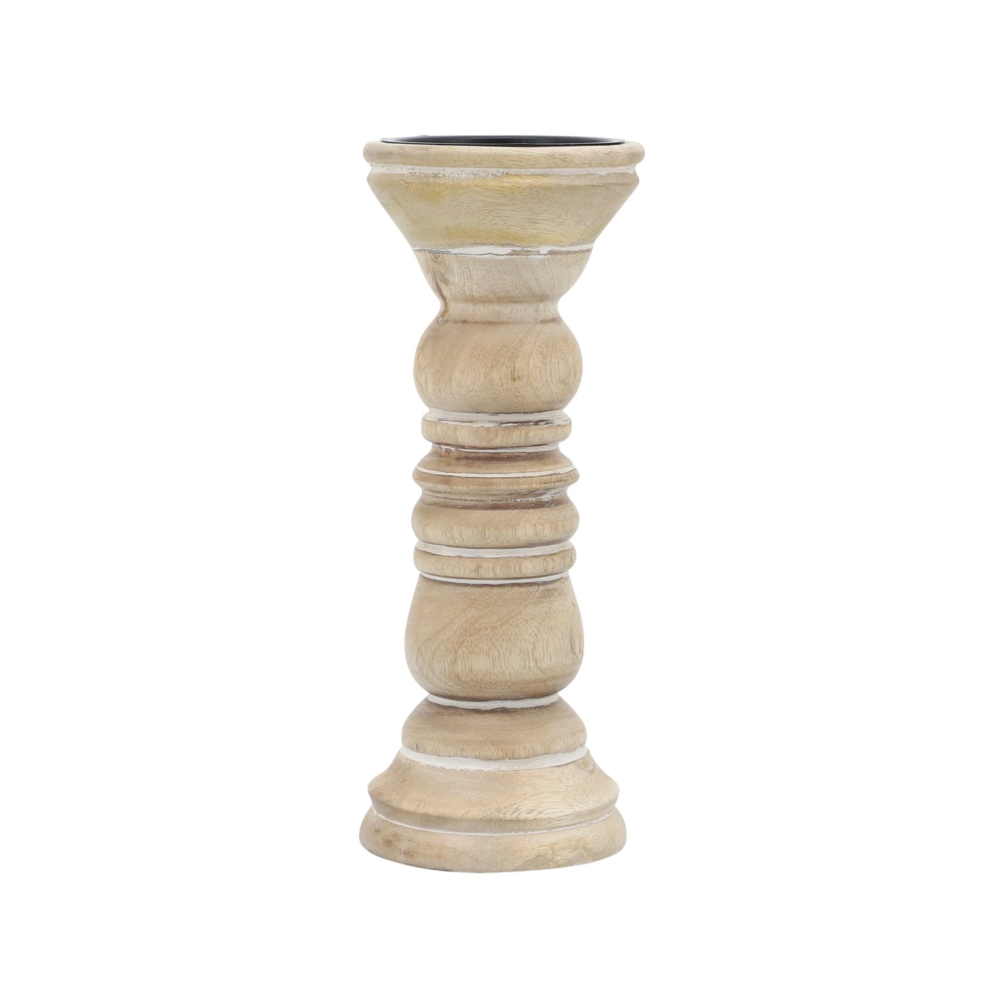 10" Wooden Pillar Holder, Natural