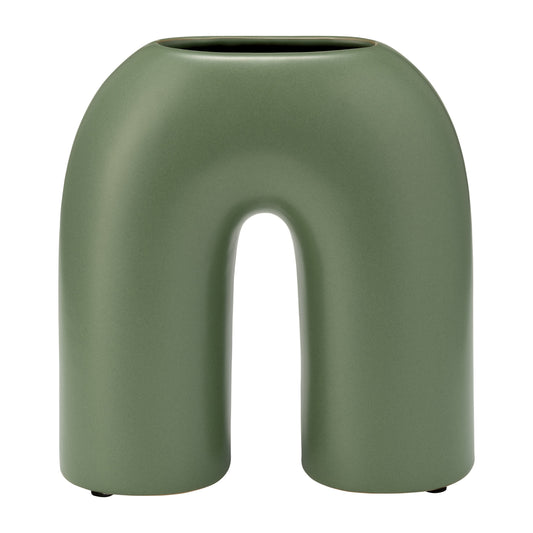 Cer, 8" Horseshoe Vase, Dark Sage