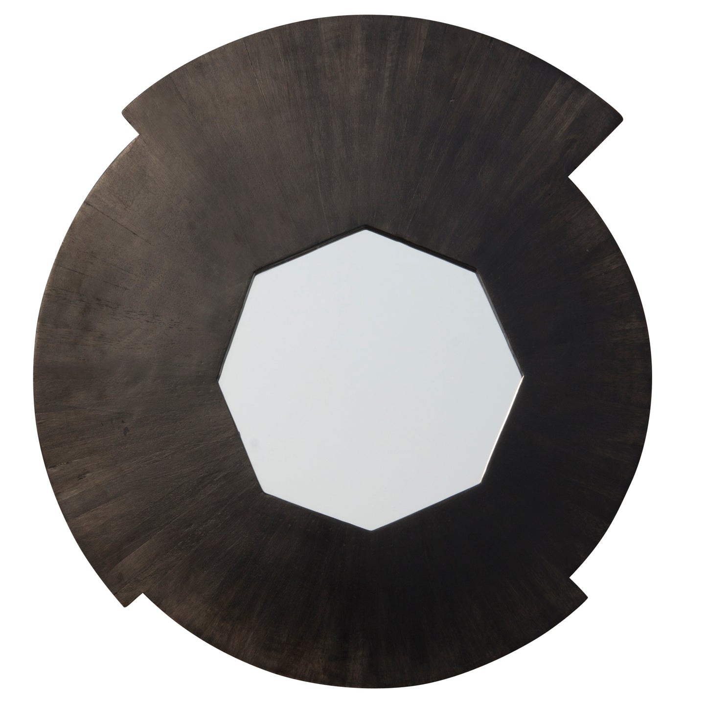 Wood, 23"d Round Mirror, Black