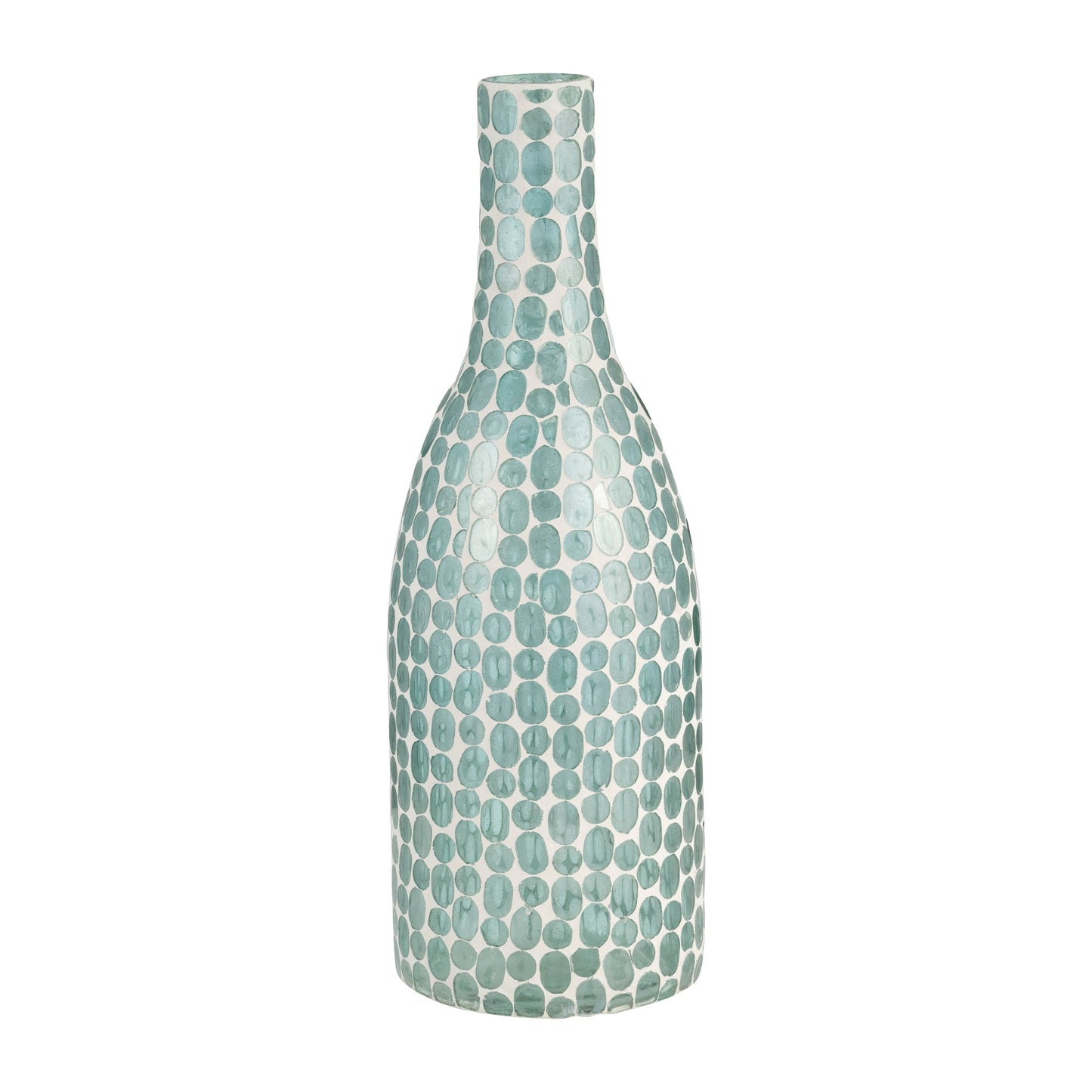 Glass, 15"h Mosaic Vase, Blue