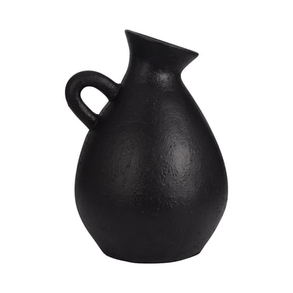 Terracotta, 19" Organic Jug With Handle, Black