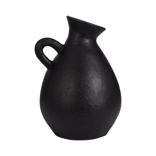 Terracotta, 19" Organic Jug With Handle, Black