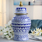 14" White/blue Temple Jar