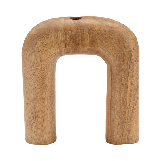 Wood, 10"h Horseshoe Vase, Brown