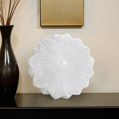 Marble, 12" Flower Bowl, White