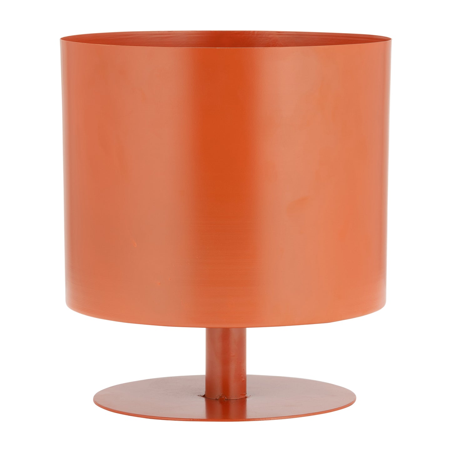 Ec Metal,10",flat Round Base Planter,burnt Orange