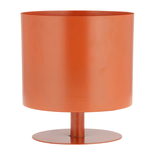 Ec Metal,10",flat Round Base Planter,burnt Orange