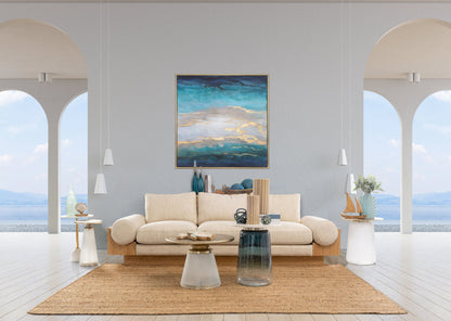 Metal Top, 22"h Side Table, Gls Base, Clear