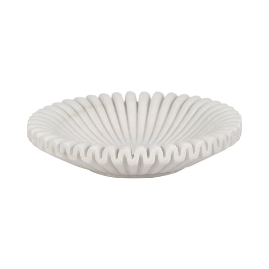 Marble, 12" Pleated Bowl, White