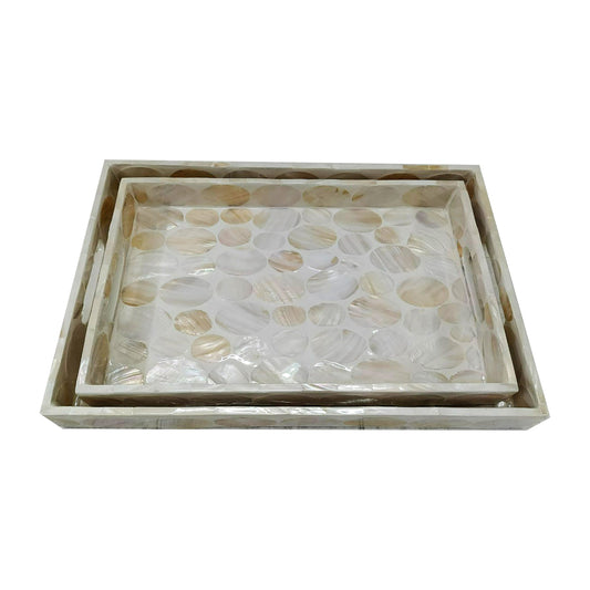 Capiz, S/2 16/18" Rectangular Trays, Natural