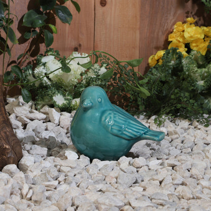 Ceramic Bird Figurine, 8" Sea Green