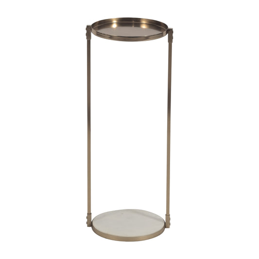Metal, 22" Side Table Marble Bottom, Gold Kd