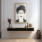 35x59, Hand Painted Frida Portrait, Blk/wht