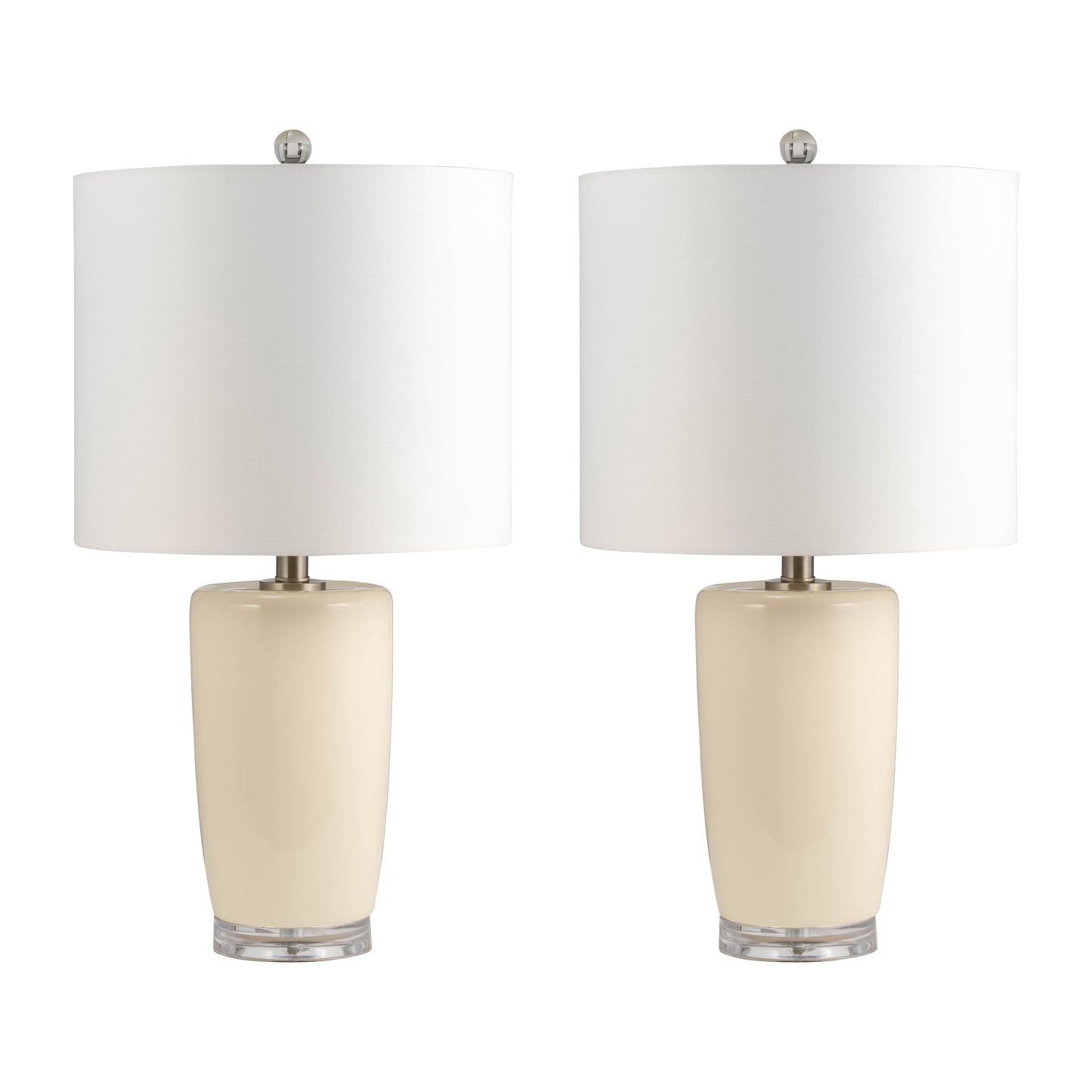 S/2 Ceramic 25" Table Lamps, Cream