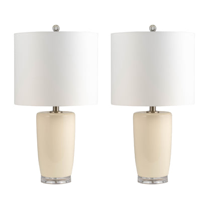 S/2 Ceramic 25" Table Lamps, Cream