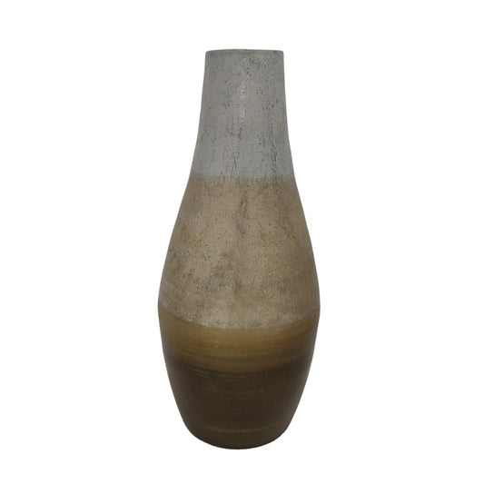 21"gold Ombre Metal Hourglss Vase,wht/gld