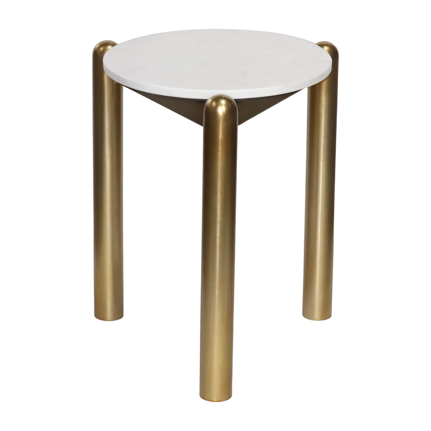 Metal, 19"  Side Table, Gold/white