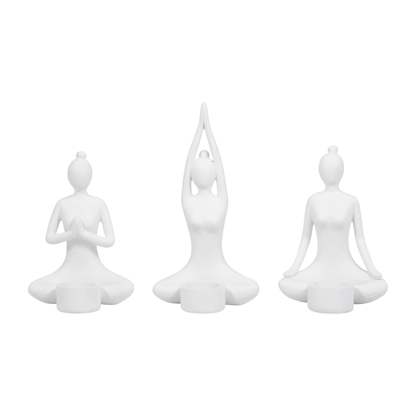 S/3 9" Resin Candle Holder,white