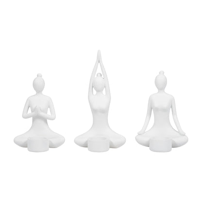 S/3 9" Resin Candle Holder,white