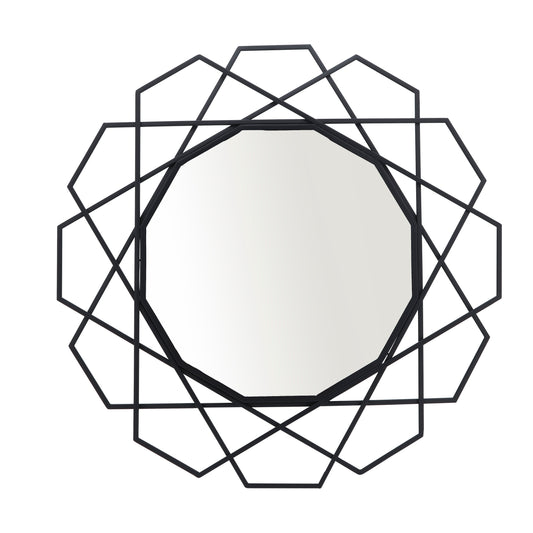 Metal 35" Geometric Mirror, Black Wb