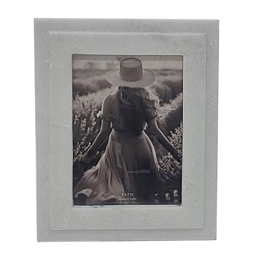 5x7 Marble Ridged Photo Frame, White