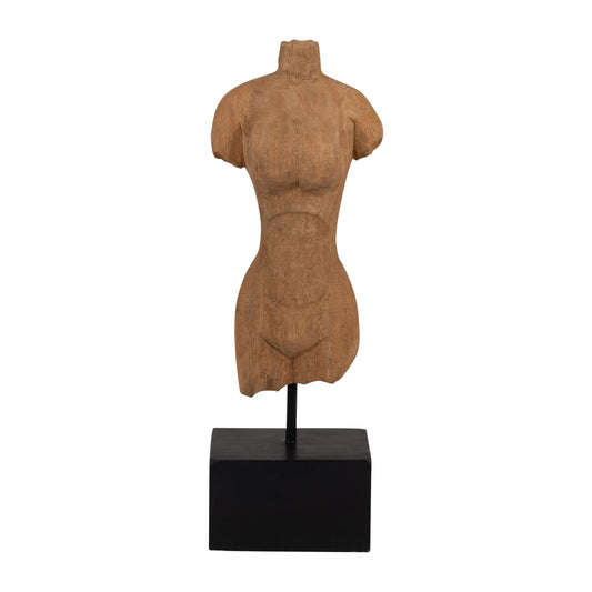 Wood, 15" Female Bust, Brown