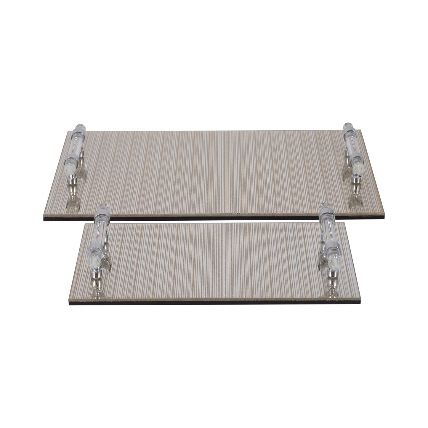 S/2 16/18" Sparkly Glass Trays, Gold