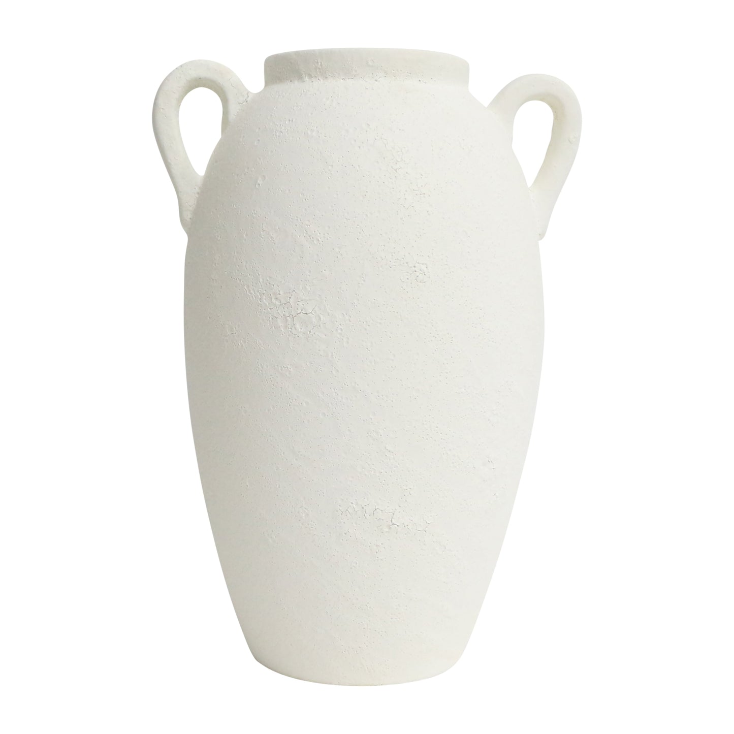 Cer, 13" Textured Jug W/ Handles, White