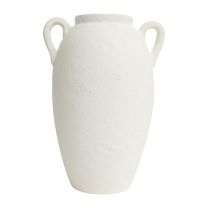 Cer, 13" Textured Jug W/ Handles, White