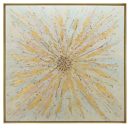 52x52 Gold Bursts Canvas On Gold Frame